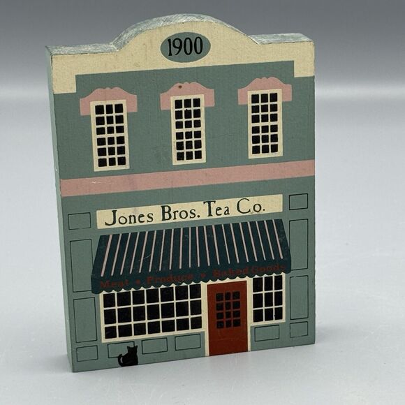 1989 The Cat's Meow 1900 Jones Bros Tea Co Shelf Sitter Wood Series IV Kitschy - Picture 1 of 10